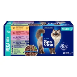 Mokra karma dla kotów OptiVital, saszetki, 4 smaki, 40 x 85 g