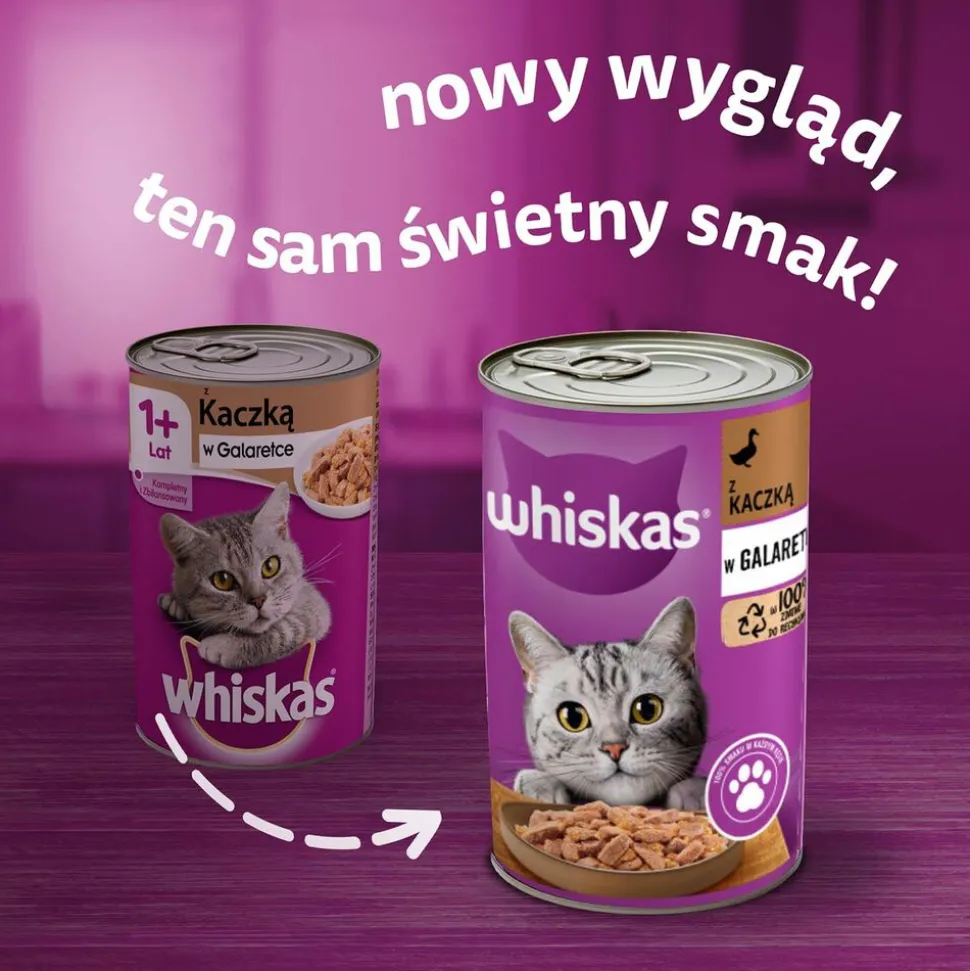 Mokra karma Whiskas, dla dorosłych kotów, z kaczką, 24 x 400 g
