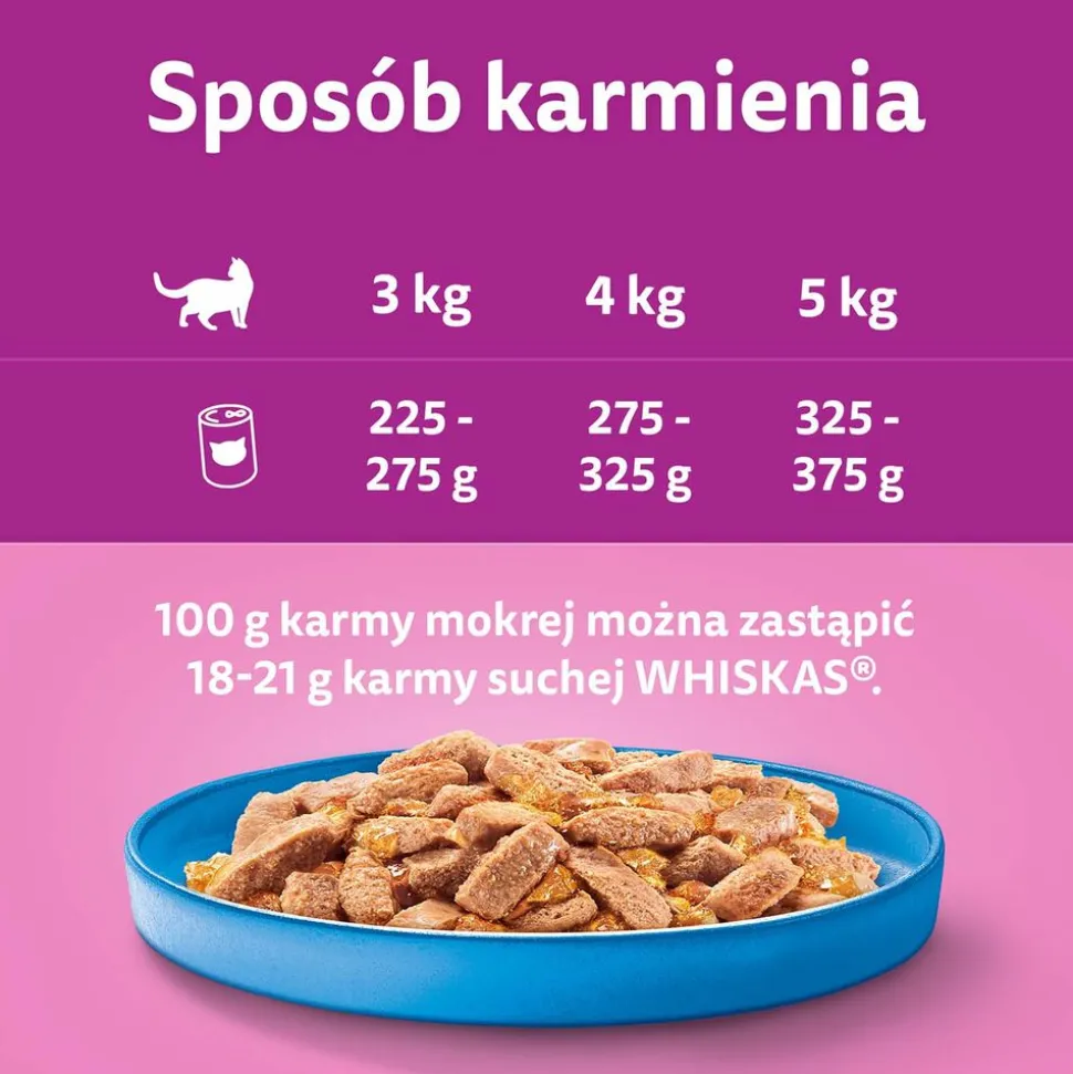 Mokra karma Whiskas, dla dorosłych kotów, z tuńczykiem, 24 x 400 g