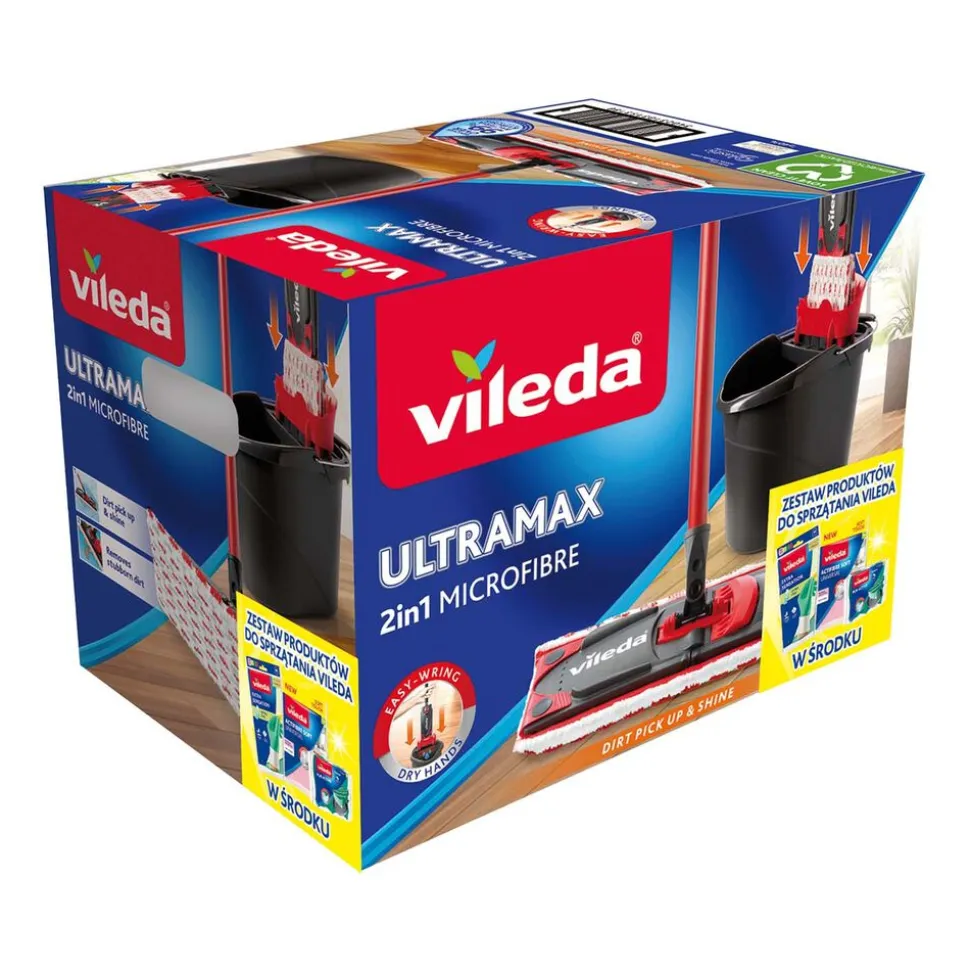 Mop Vileda Ultramax, z zestawem produktów do sprzątania