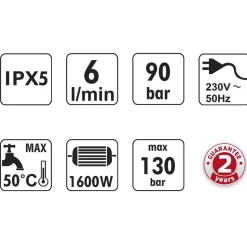 Myjka ciśnieniowa Verto, 1600W, 90-130 barów