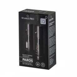 Młynki do soli i pieprzu Starke Pro Paros, z podświetleniem LED, z bazą ładującą, czarne