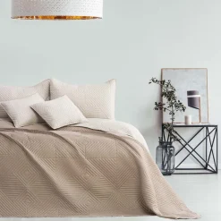 Narzuta na łóżko dwustronna 220 x 240 cm Restilo Softa, beżowa