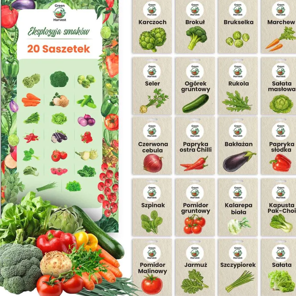 Nasiona warzyw ogrodowych Green Harvest Eksplozja Smaków, 20 saszetek