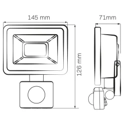 Naświetlacz LED Sanico SMD PIR, 20 W, 6500K, czujnik ruchu i zmierzchu