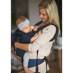Nosidło ergonomiczne MoMi Collet z kapturem, 2 pozycje noszenia, granatowe