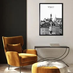 Obraz w ramie, 50 x 70 cm, czarno-biała, Warszawa