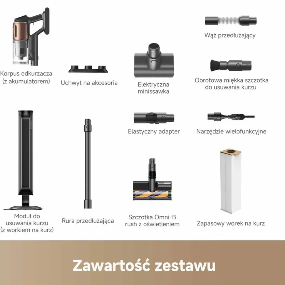 Odkurzacz pionowy Z20 Station, 26 kPa, ze stacją i funkcją samoopróżniania, szary