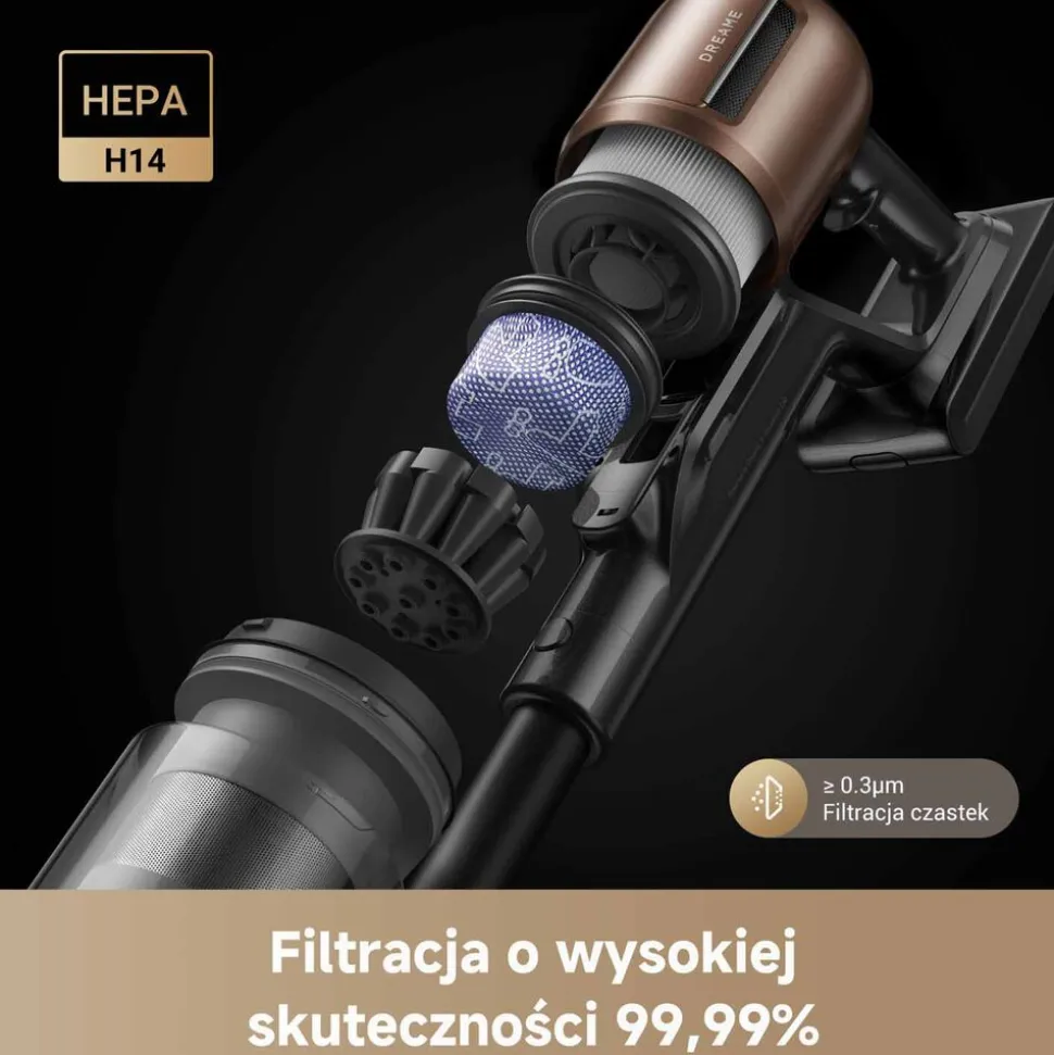 Odkurzacz pionowy Z20 Station, 26 kPa, ze stacją i funkcją samoopróżniania, szary