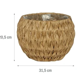 Okrągła donica technorattanowa Meven, 31,5 x 20,5 cm, beżowa
