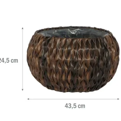 Okrągła donica technorattanowa Meven, 43,5 x 24,5 cm, brązowa
