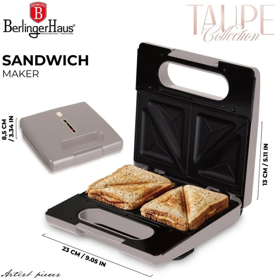 Opiekacz do kanapek BerlingerHaus BH/9867, 650-780 W, taupe