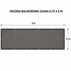 Osłona balkonowa Gardenic, 75 x 600 cm, HDPE, szara