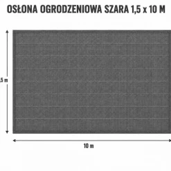 Osłona na ogrodzenie Gardenic, 1,5 x 10 m, HDPE, szara