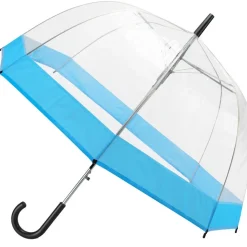 Parasol, 90 cm przezroczysty, niebieska lamówka