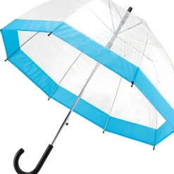 Parasol, 90 cm przezroczysty, niebieska lamówka