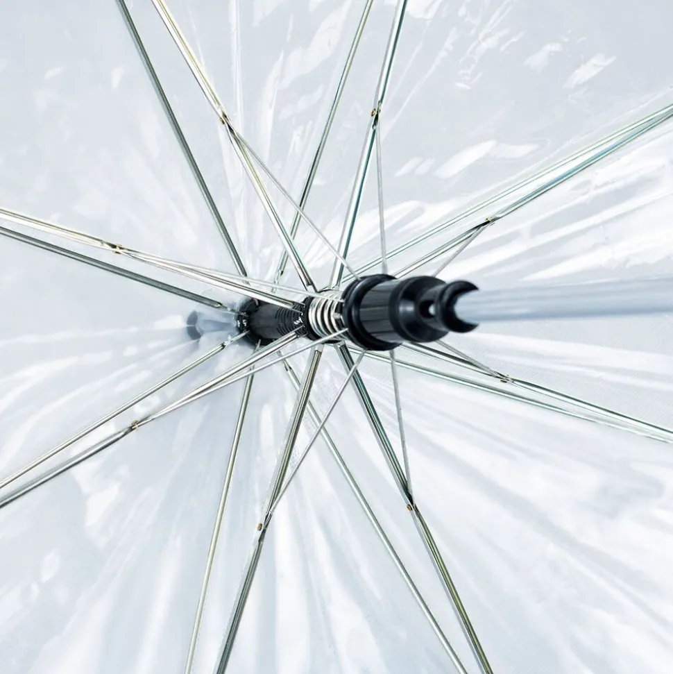 Parasol, 90 cm przezroczysty, niebieska lamówka