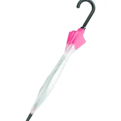 Parasol, 90 cm, przezroczysty, różowa lamówka