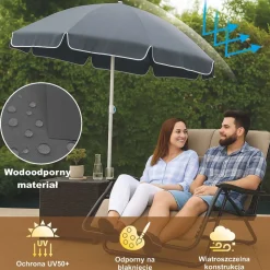 Parasol ogrodowy Black Forest, okrągły, szary