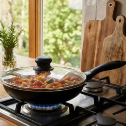 Patelnia aluminiowa MG Home Verden, 22 cm, z pokrywką