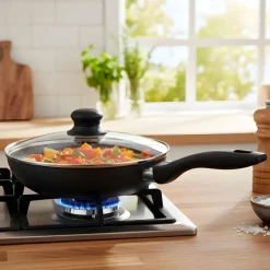 Patelnia aluminiowa MG Home Verden, 22 cm, z pokrywką
