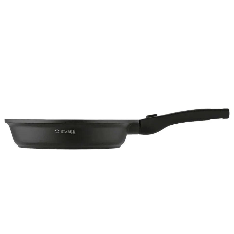 Patelnia 24 cm Starke Pro Svart Marble, z odpinaną rączką, czarna