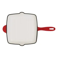 Patelnia grillowa 26 cm MG Home, żeliwna, kremowo-czerwona