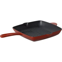 Patelnia grillowa 26 cm MG Home Infinito, żeliwna, czerwona