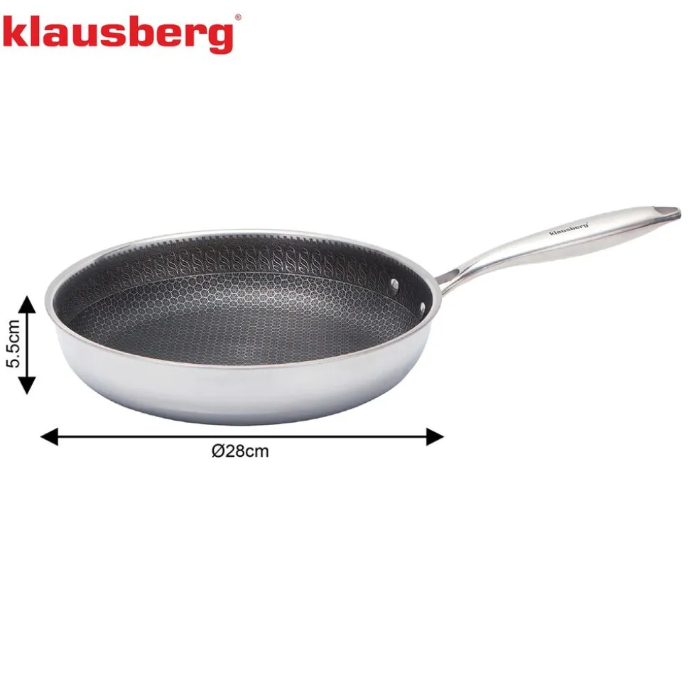 Patelnia Klausberg, stal nierdzewna, 28 cm, konstrukcja Triply