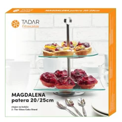 Patera szklana Tadar Magdalena, kwadratowa, 2 poziomy