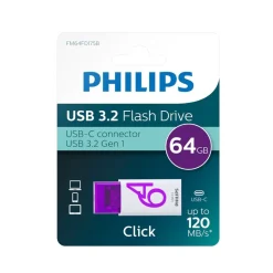 Pendrive Philips Click 64 GB, fioletowy