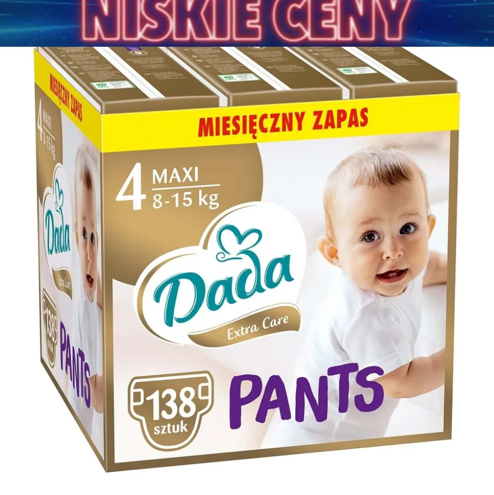 Pieluchomajtki Dada Extra Care Pants 4 Maxi, 8-15 kg, 138 szt., superchłonny wkład