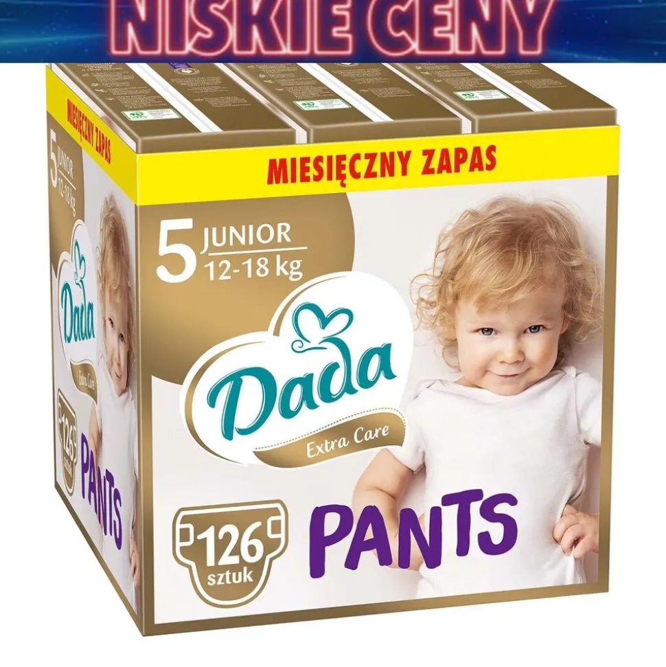 Pieluchomajtki Dada Extra Care Pants 5 Junior, 12-18 kg, 126 szt., superchłonny wkład