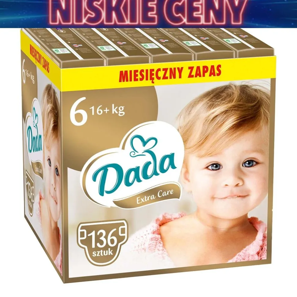 Pieluszki Dada Extra Care 6, 16+ kg, 136 szt., superchłonny wkład