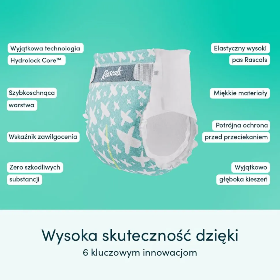 Pieluszki Rascals, 13-18 kg, rozmiar 5, 26 szt.