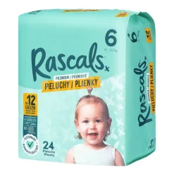 Pieluszki Rascals, 18+ kg, rozmiar 6, 24 szt.