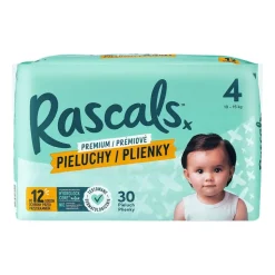 Pieluszki Rascals, 10-15 kg, rozmiar 4, 30 szt.