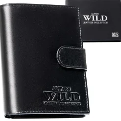 Pionowy portfel skórzany Always Wild z zapinką, 13 x 9,5 x 2 cm