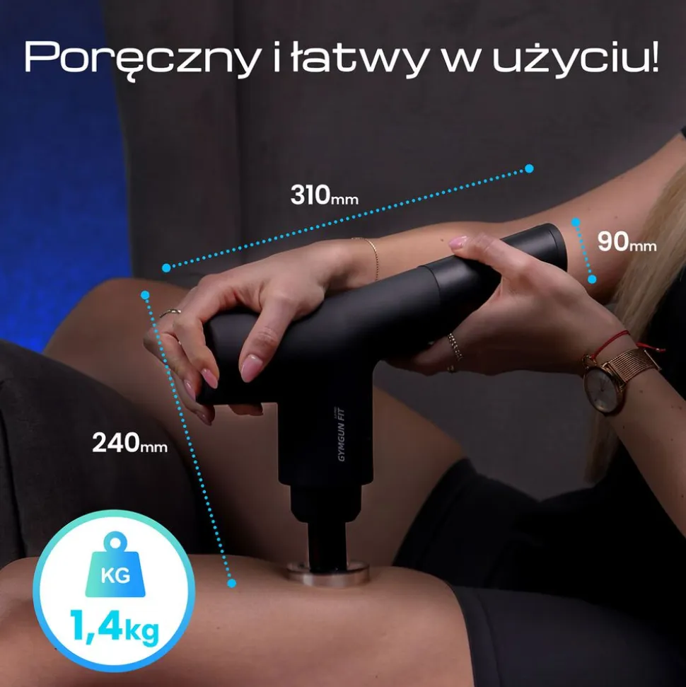 Pistolet do masażu Gymtastic Gymgun Fit 2.0, 7 głowic, 6 poziomów intensywności