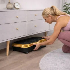 Platforma wibracyjna do ćwiczeń fitness Extralink Moonwalk Spinmove, czarno-złota