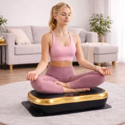 Platforma wibracyjna do ćwiczeń fitness Extralink Moonwalk Spinmove, czarno-złota