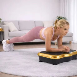 Platforma wibracyjna do ćwiczeń fitness Extralink Moonwalk Spinmove, czarno-złota