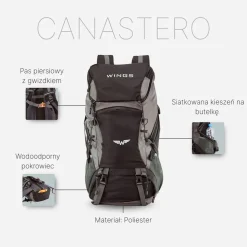Plecak górski Wings Canastero, 30 l, czarny
