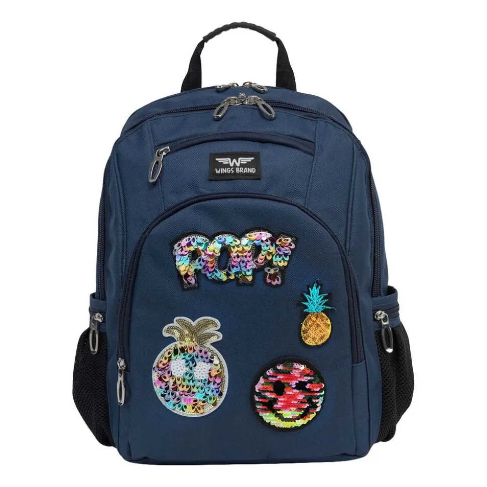 Plecak i piórnik Wings Patches, granatowy