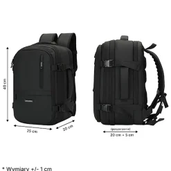 Plecak kompresyjny Wings Vireo, 20 l, z pompką, czarny