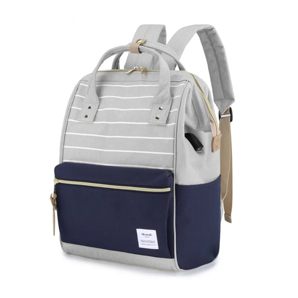 Plecak miejski Himawari, 19 l, z USB, szaro-granatowy