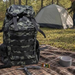 Plecak survivalowy Wild Trek, 60 l, z wyposażeniem, moro
