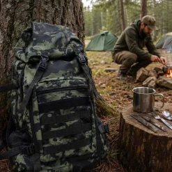 Plecak survivalowy Wild Trek, 60 l, z wyposażeniem, moro