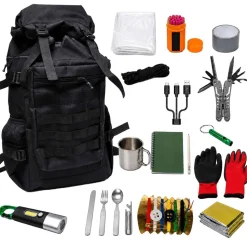 Plecak survivalowy Wild Trek, 60 l, z wyposażeniem, czarny