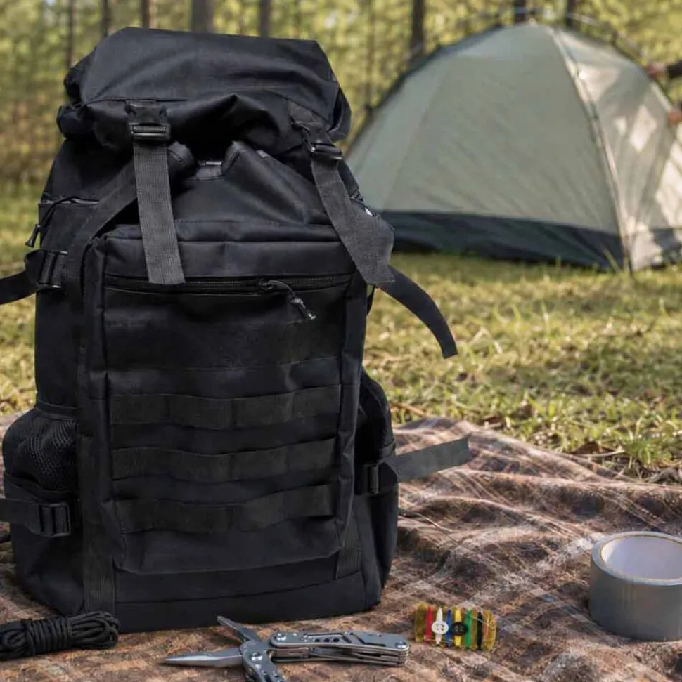 Plecak survivalowy Wild Trek, 60 l, z wyposażeniem, czarny